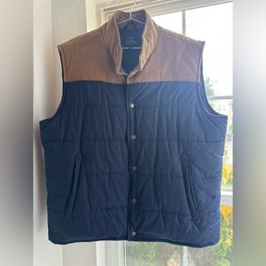 J. Crew Navy and Tan Quilted Vest